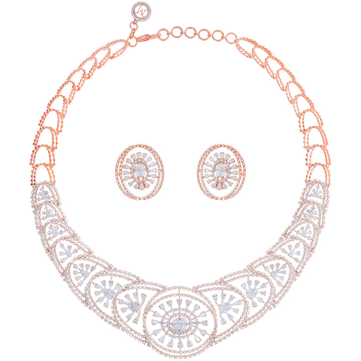 17.57Ct VVS/FG Diamond Necklace Set in 18K Rose Gold