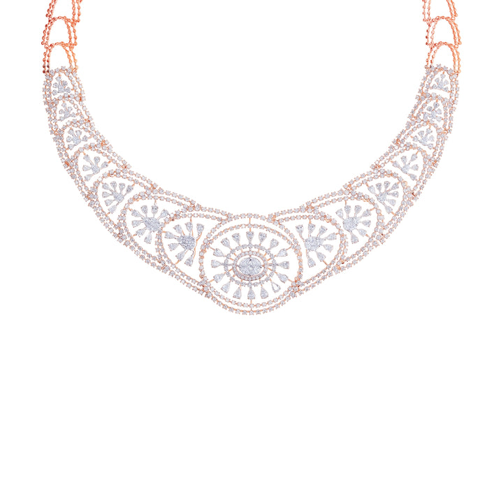 17.57Ct VVS/FG Diamond Necklace Set in 18K Rose Gold