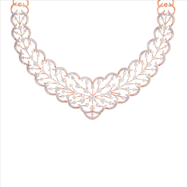 16.21Ct VVS/FG Diamond Necklace Set in 18K Rose Gold