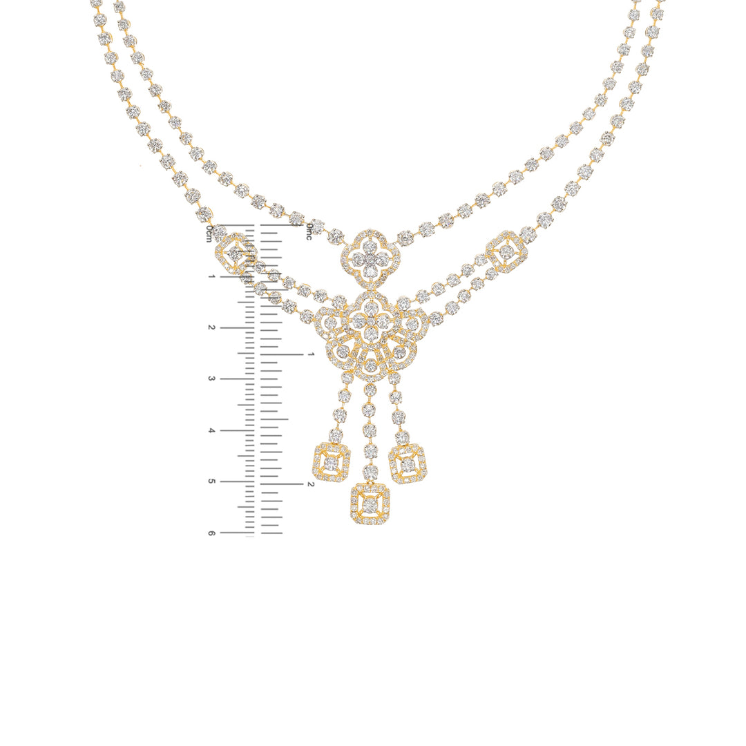 15.39Ct VS/GHI Diamond Necklace Set in 18K Gold