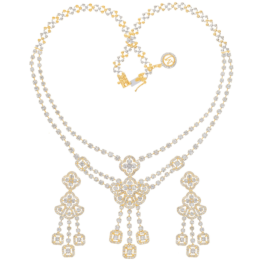 15.39Ct VS/GHI Diamond Necklace Set in 18K Gold