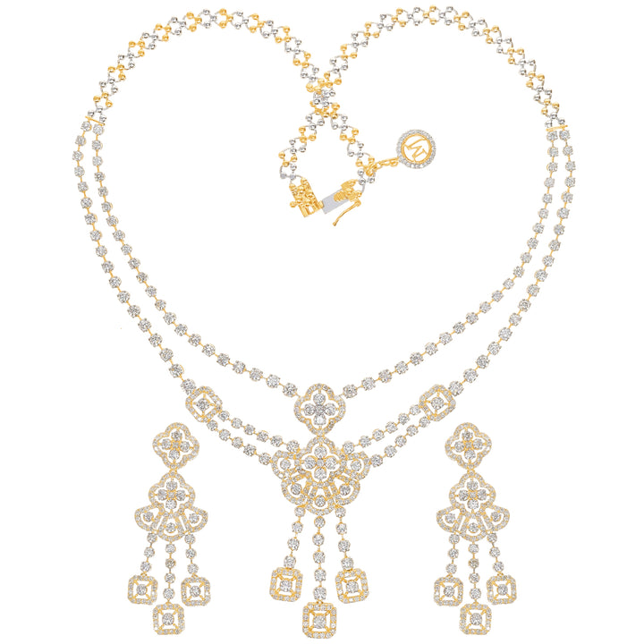 15.39Ct VS/GHI Diamond Necklace Set in 18K Gold