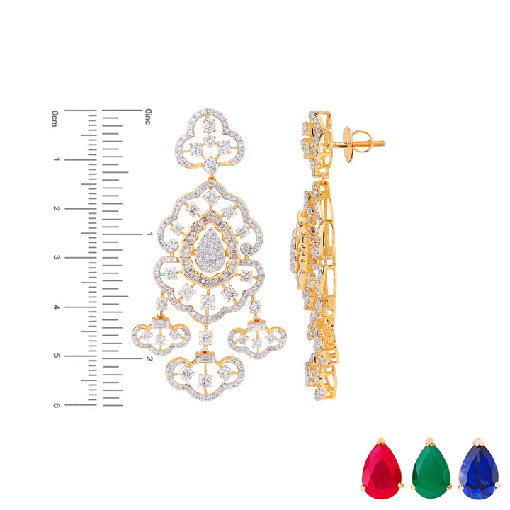 16.82Ct VS/GHI Diamond Necklace Set With Changeable Gemstones in 18K Gold