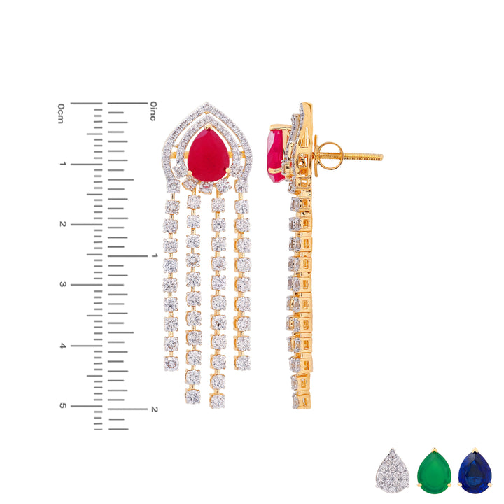 15.39Ct VS/GHI Diamond Necklace Set With Changeable Gemstones in 18K Gold