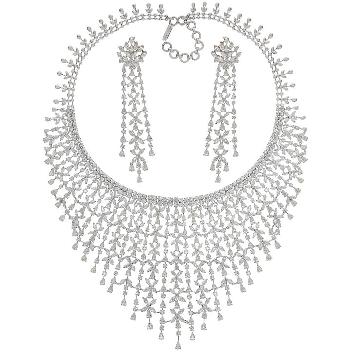 53.82Ct VVS/GH Diamond Necklace Set in 18K White Gold