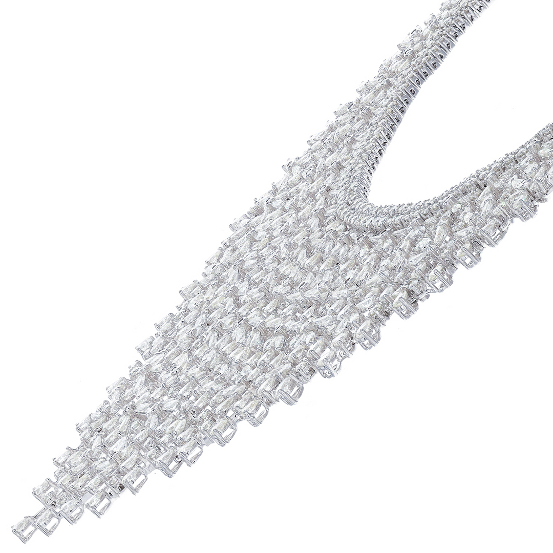 53.82Ct VVS/GH Diamond Necklace Set in 18K White Gold