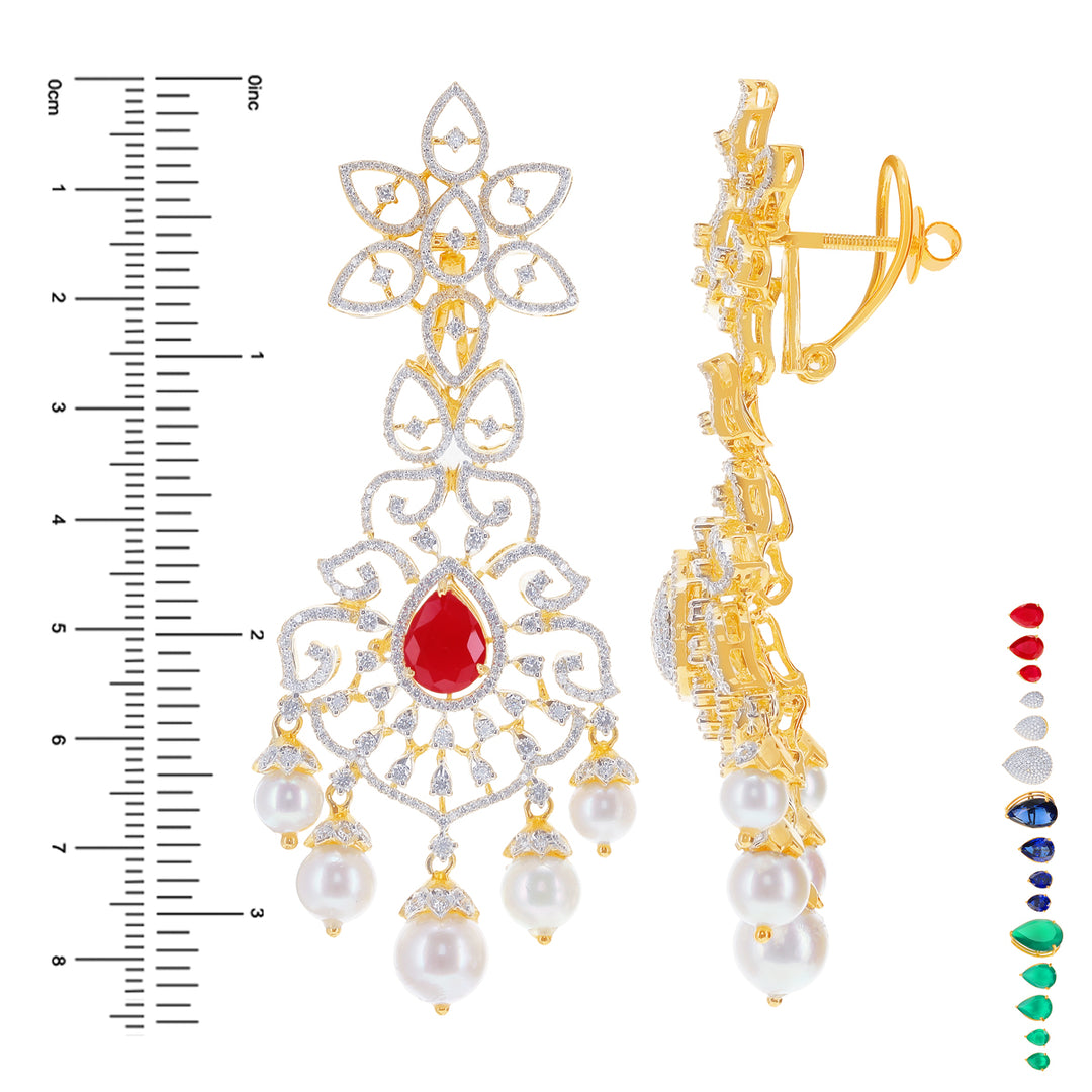 25.59Ct VVS/EF Diamond Patta Haaram With Changeable Gemstones in 18K Gold