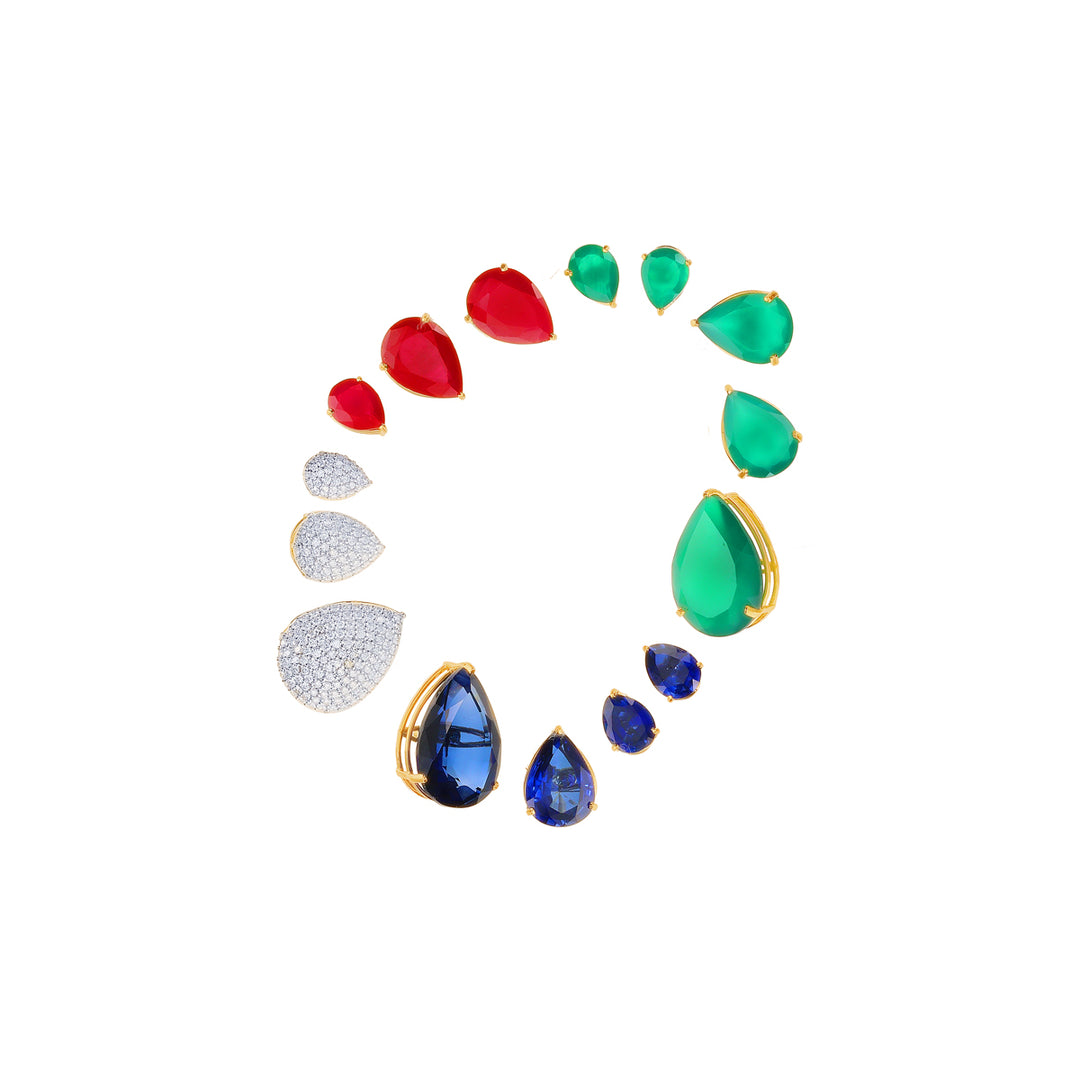 25.59Ct VVS/EF Diamond Patta Haaram With Changeable Gemstones in 18K Gold