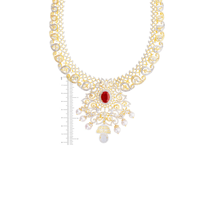 21.15Ct VVS/EF Diamond Patta Haarm With Changeable Gemstones in 18K Gold