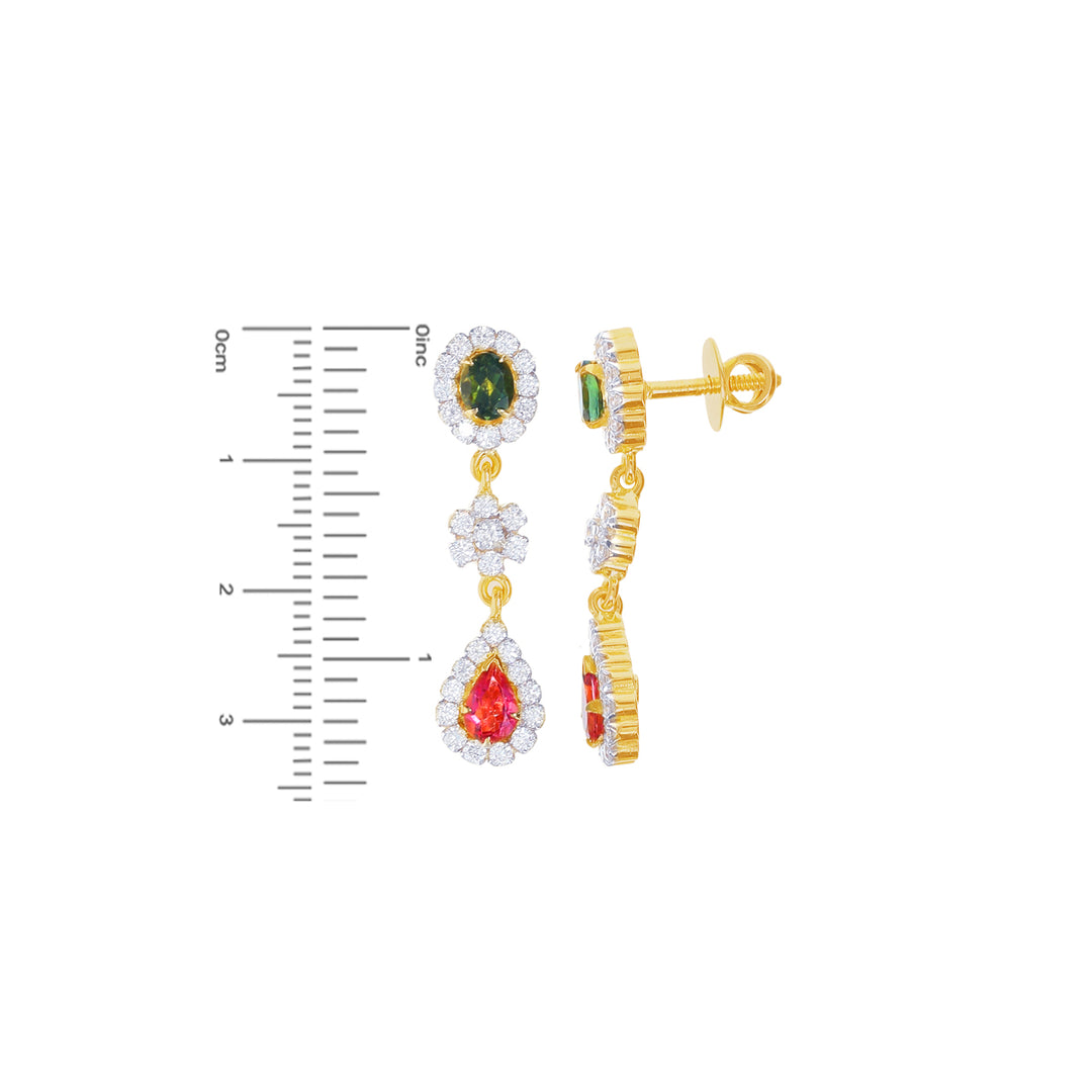 2.53Ct VS/GH Diamond Necklace Set With Tourmaline in 18K Gold