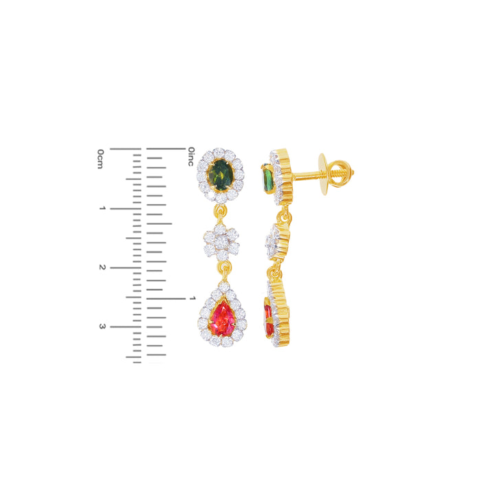 2.53Ct VS/GH Diamond Necklace Set With Tourmaline in 18K Gold