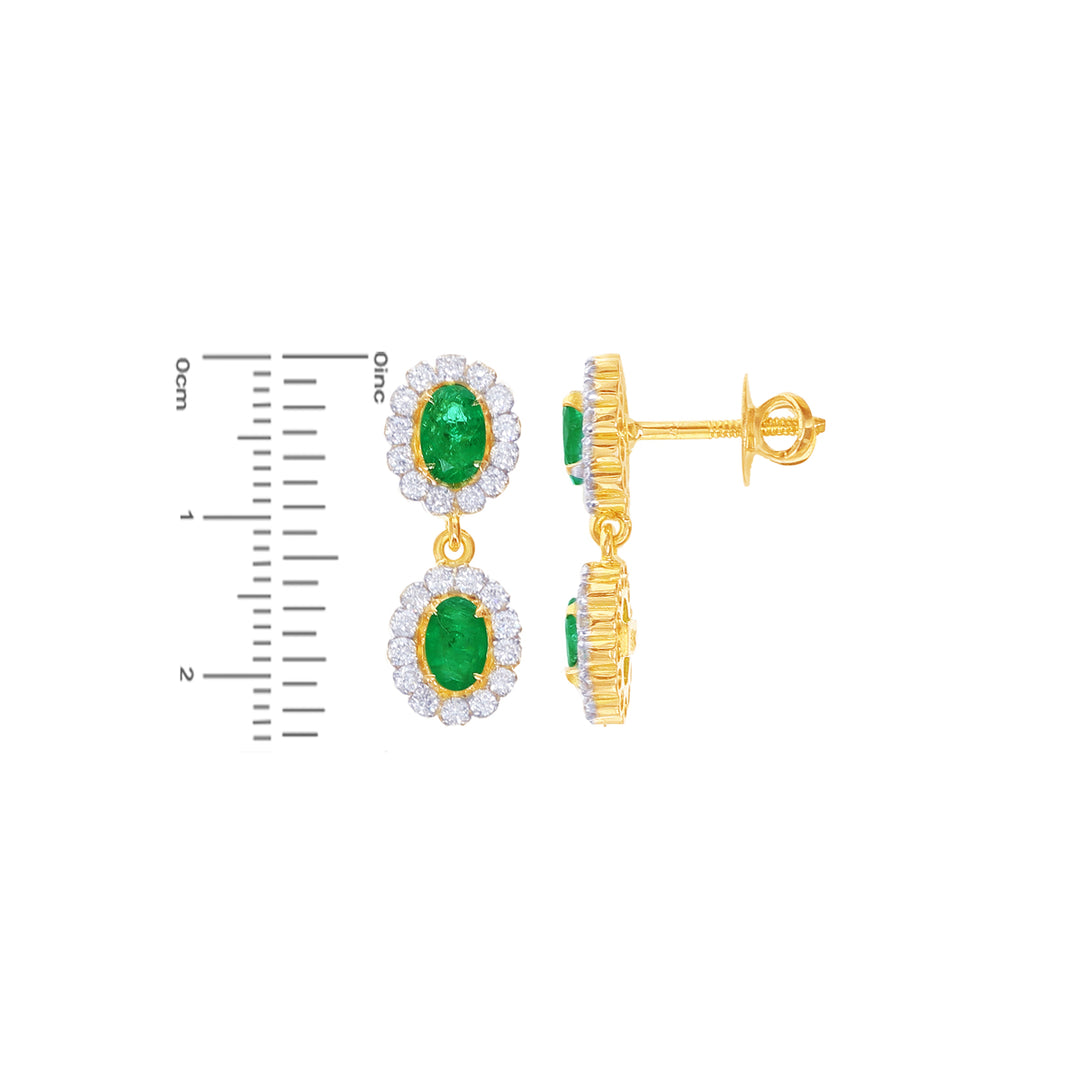 3.40Ct VS/GH Diamond Necklace Set With Emerald in 18K Gold