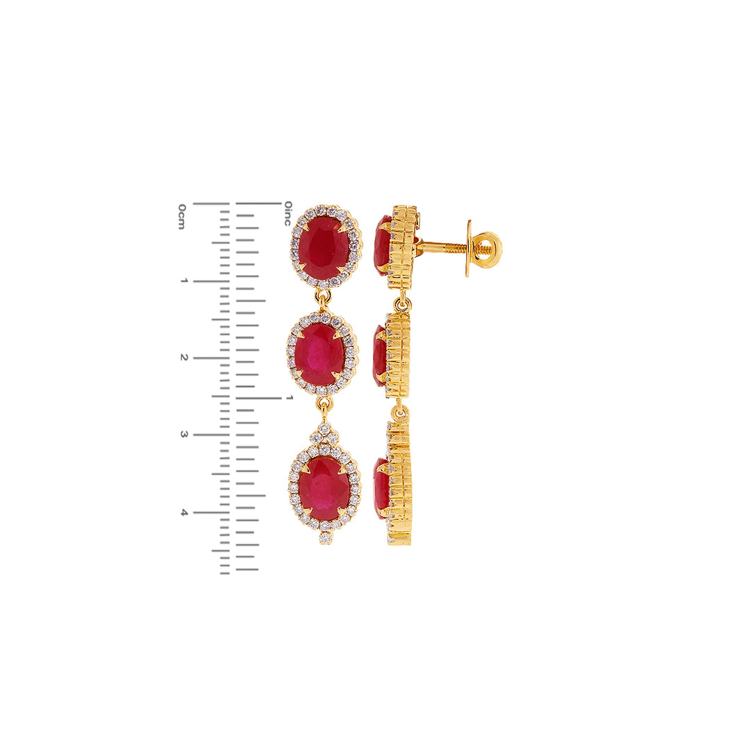 7.01Ct VS/GH Diamond Necklace Set With Ruby in 18K Gold