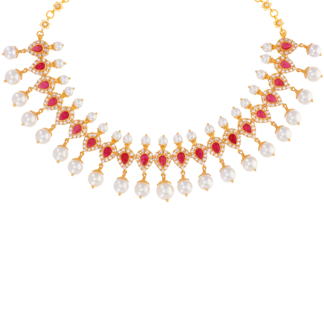 7.91CTW Rose Cut Diamond Antique Necklace Set With Gemstones in 22K Gold