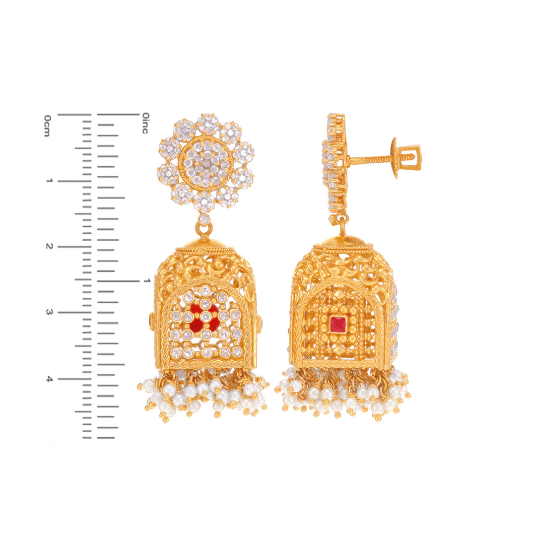 12.36CTW Rose Cut Diamond Antique Necklace Set With Gemstones in 22K Gold