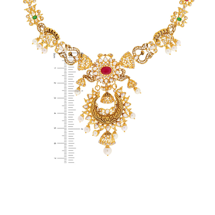14.65CTW Rose Cut Diamond Necklace Set with Gemstones in 22K Gold