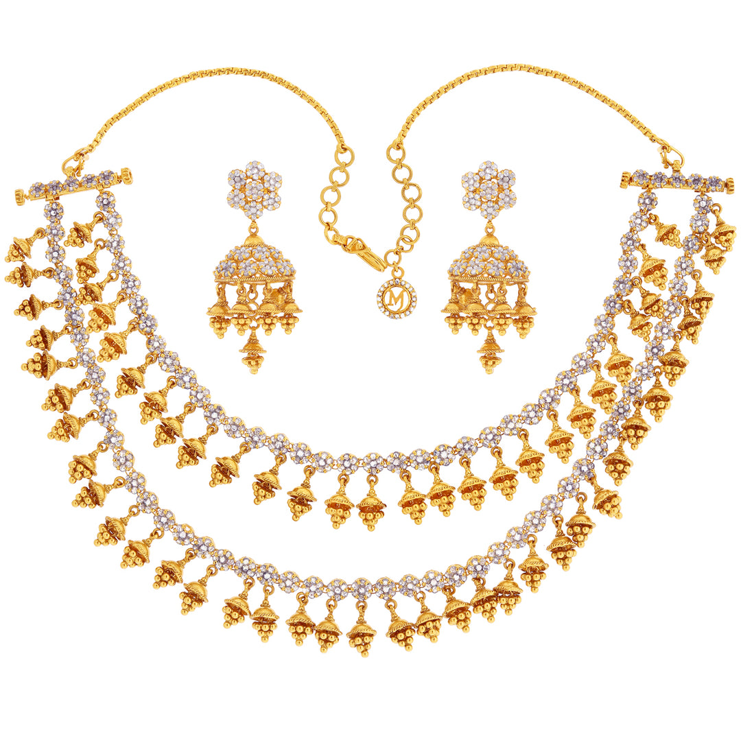 18.03Ct Rose Cut Diamond Necklace Set in 22K Gold