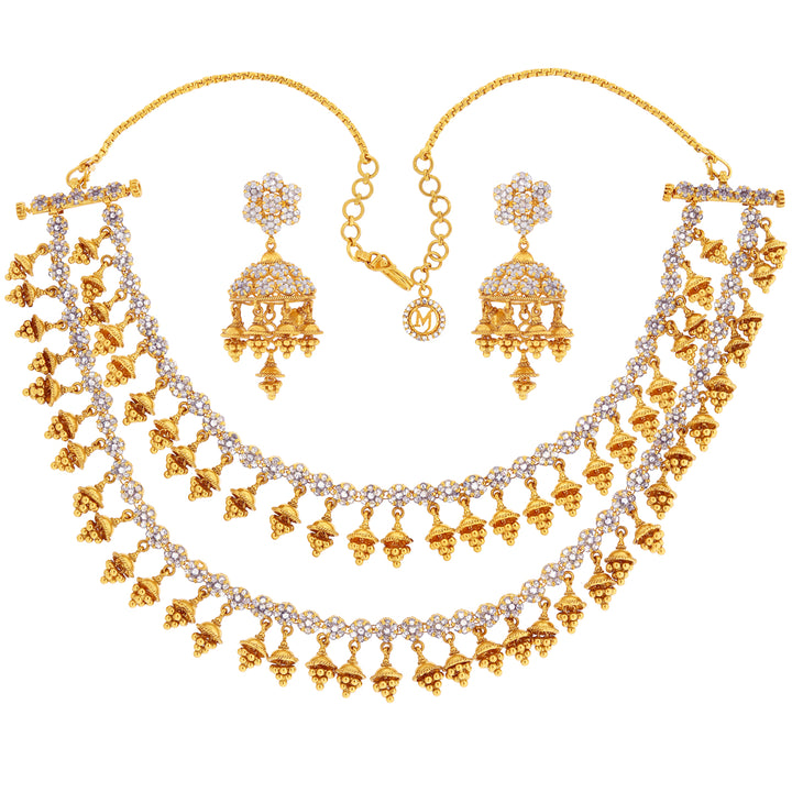 18.03Ct Rose Cut Diamond Necklace Set in 22K Gold