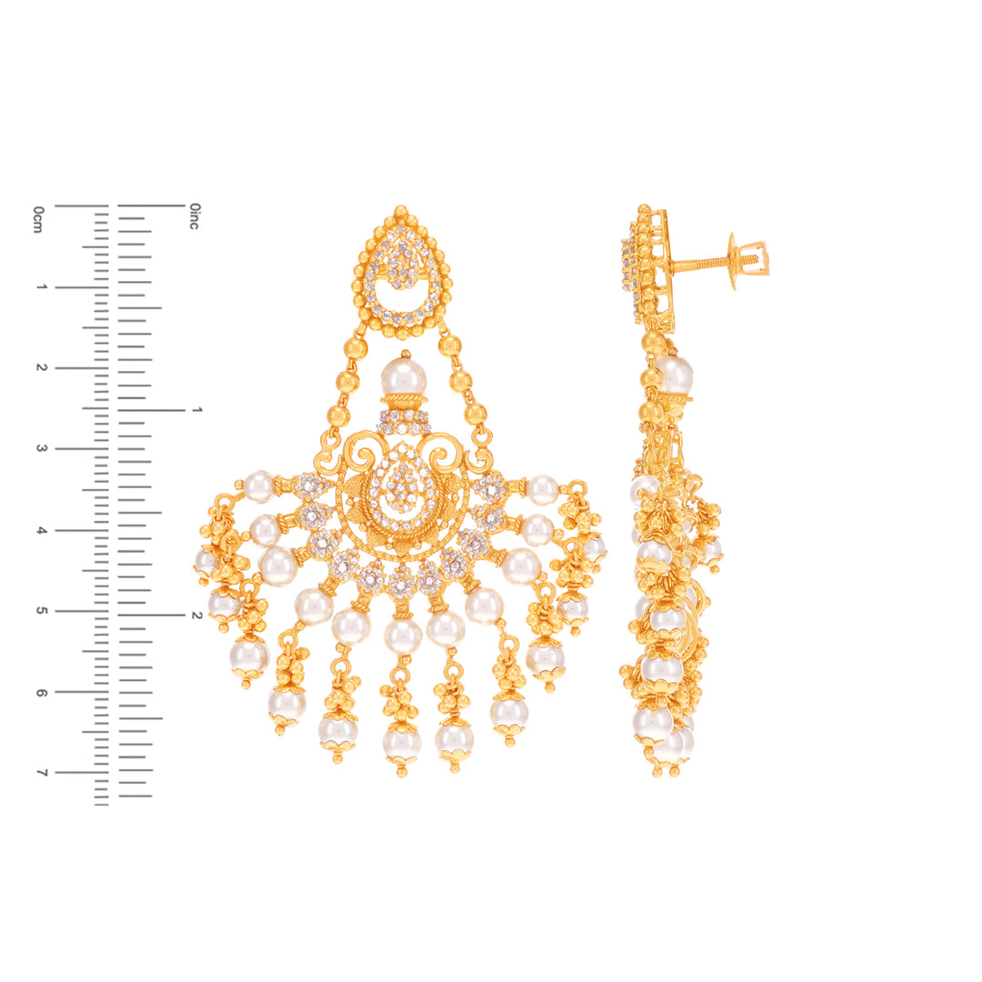 15.44CTW Rose Cut Diamond Paata Haaram With Pearl in 22K Gold