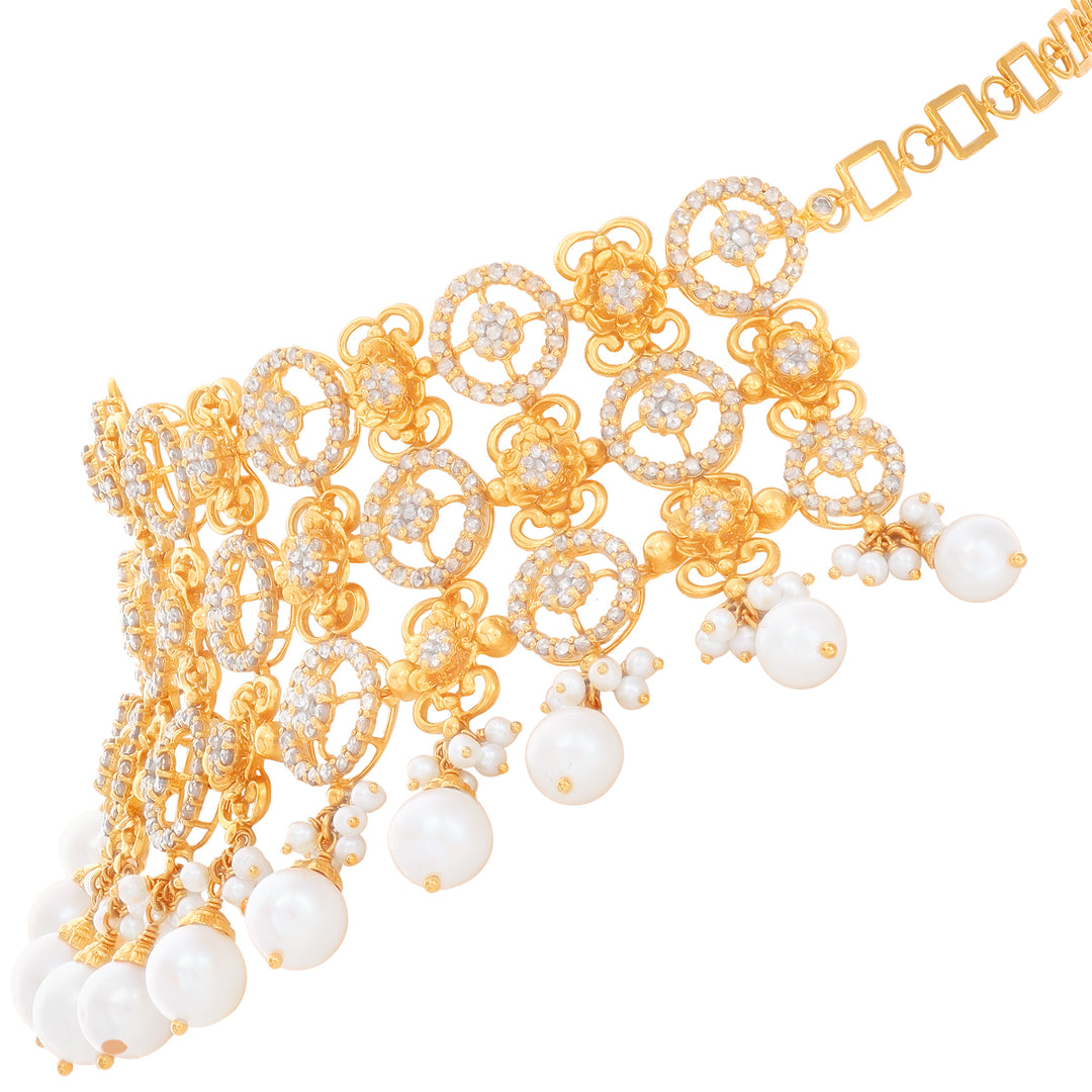 23.67CTW Rose Cut Diamond Choker Set With Pearl in 22K Gold