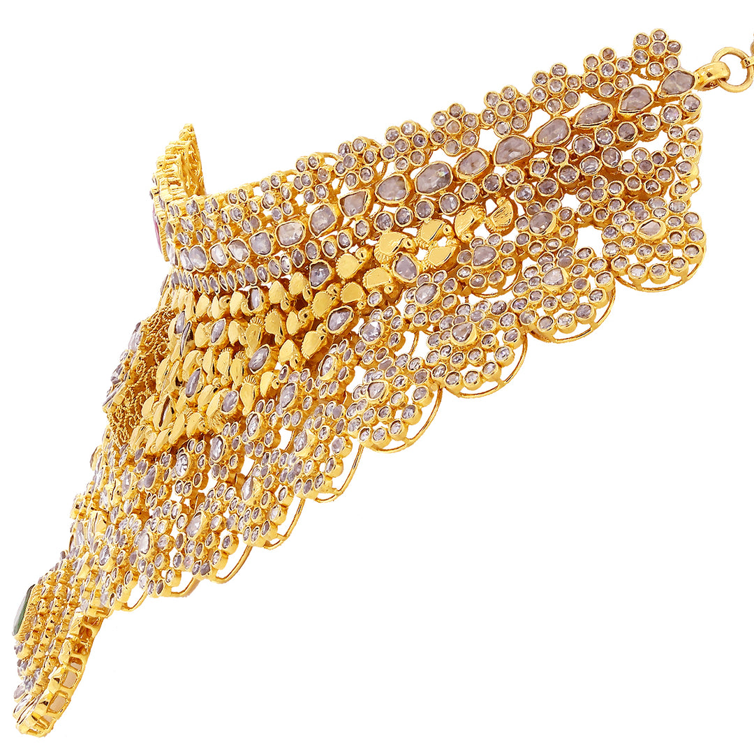 48.35CTW Rose Cut Diamond Choker Set with Changeable Gemstones in 22K Gold