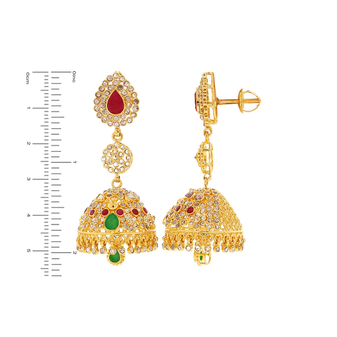 48.35CTW Rose Cut Diamond Choker Set with Changeable Gemstones in 22K Gold