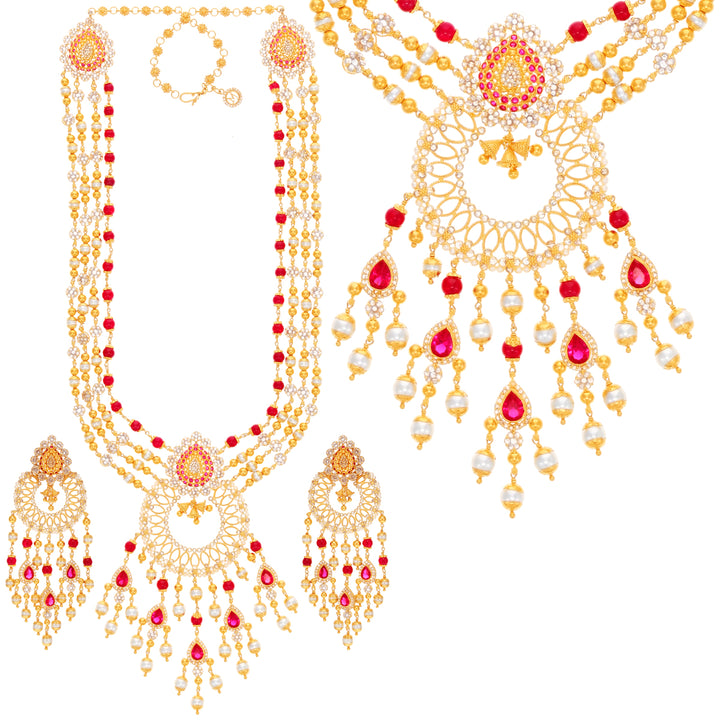 30.75Ct Rose Cut Diamond Patta Haaram With Gemstones in 22K Gold