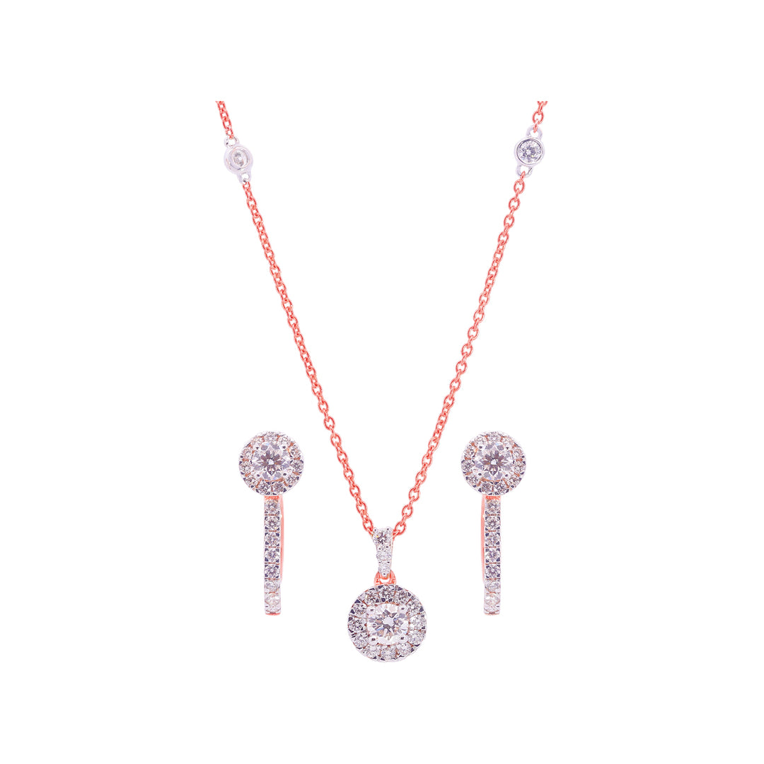 1.62 Ct VVS/FG Diamond Pendant Set in 18K Rose Gold