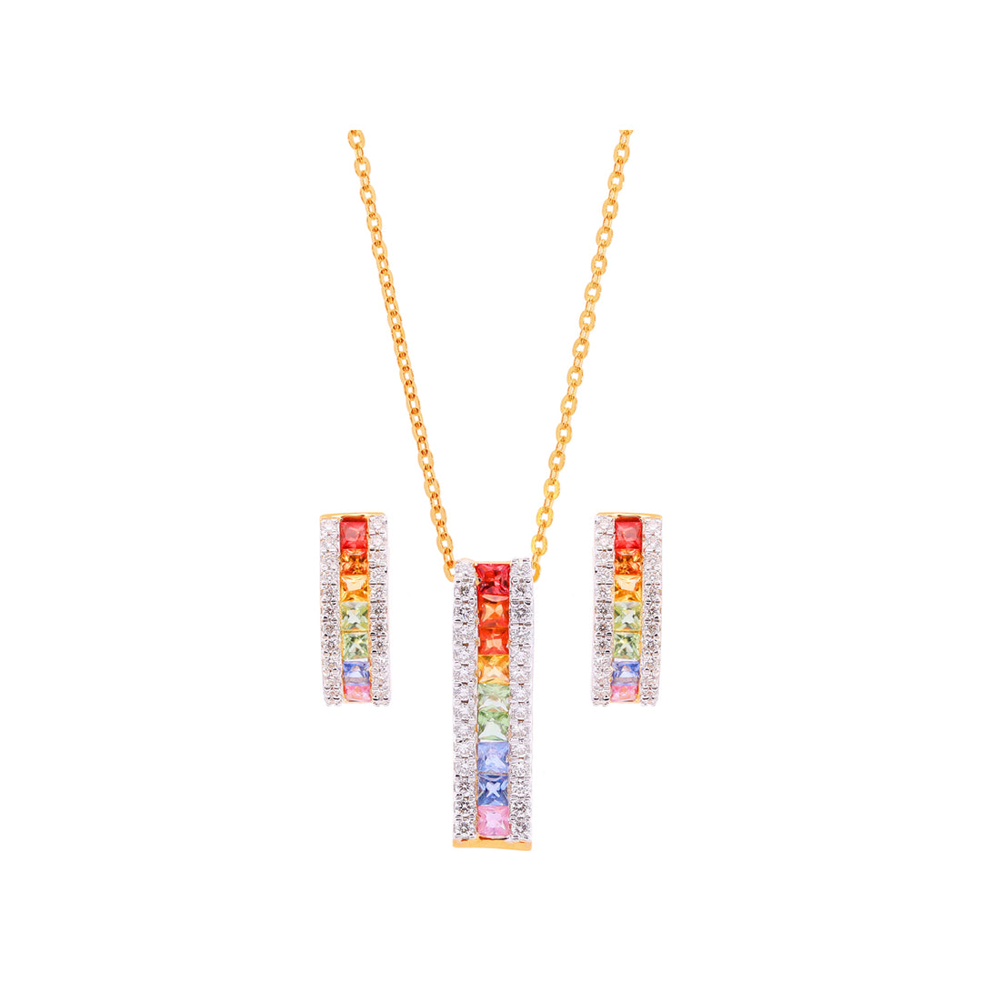 0.46Ct VVS/FG Diamond Pendant Set With Gemstones in 18K Gold