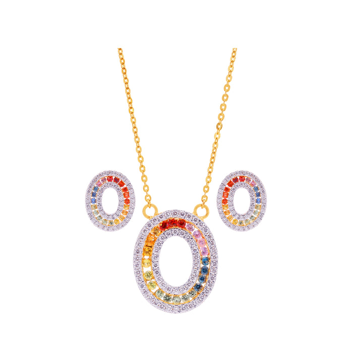0.97Ct VVS/FG Diamond Pendant Set With Gemstones in 18K Gold