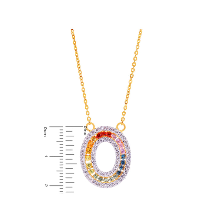 0.97Ct VVS/FG Diamond Pendant Set With Gemstones in 18K Gold