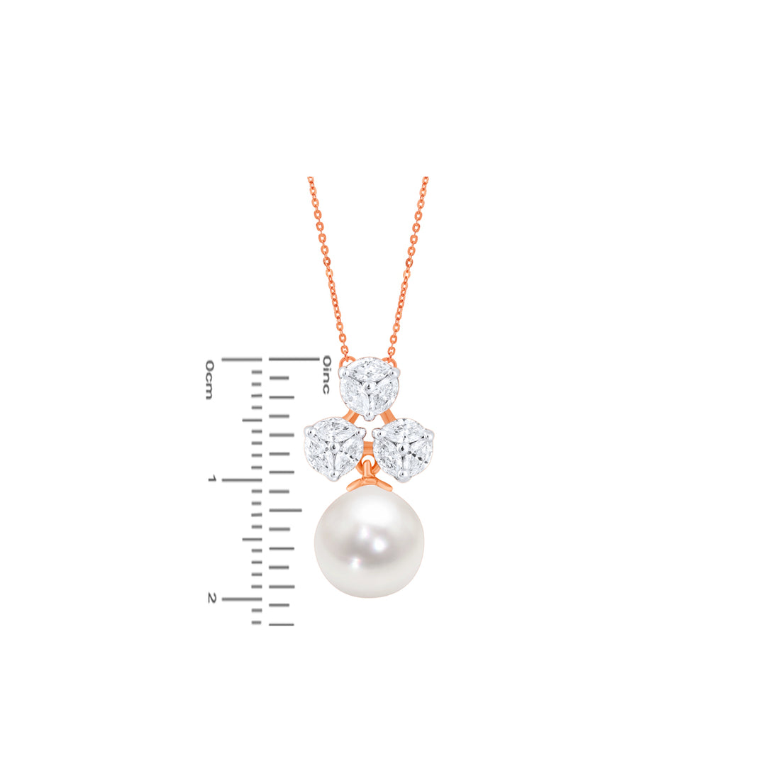 0.85Ct VVS/FG Diamond Pendant Set With Pearl in 18K Rose Gold