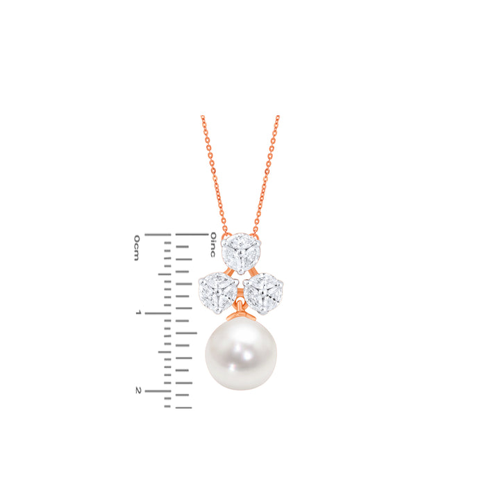0.85Ct VVS/FG Diamond Pendant Set With Pearl in 18K Rose Gold