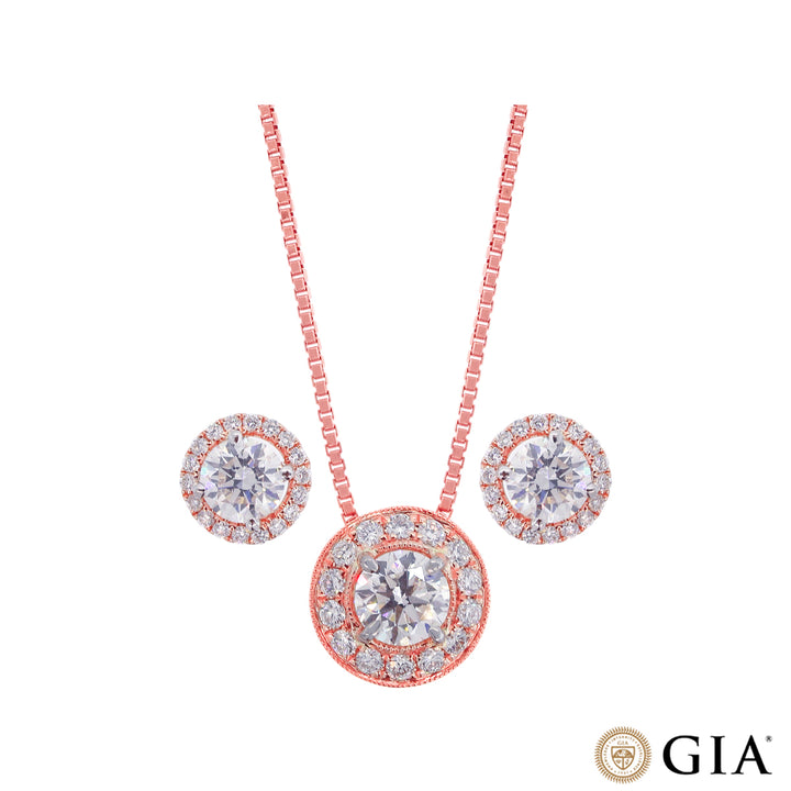 1.67CTW VS2/G GIA Certified Diamond Pendant Set in 18K Rose Gold