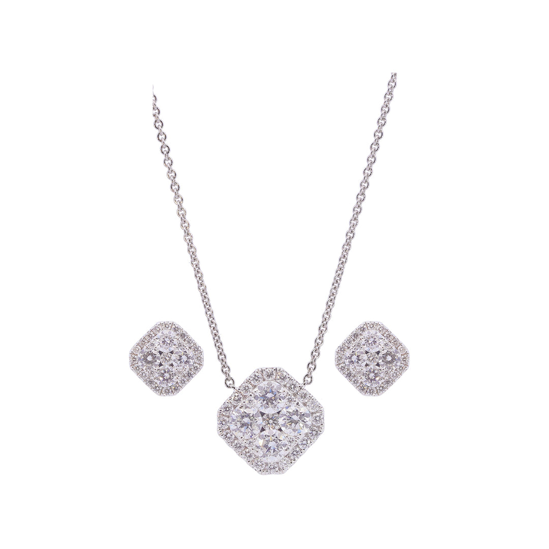 2.93 Ct VS/GH Diamond Pendant Set in 18K White Gold