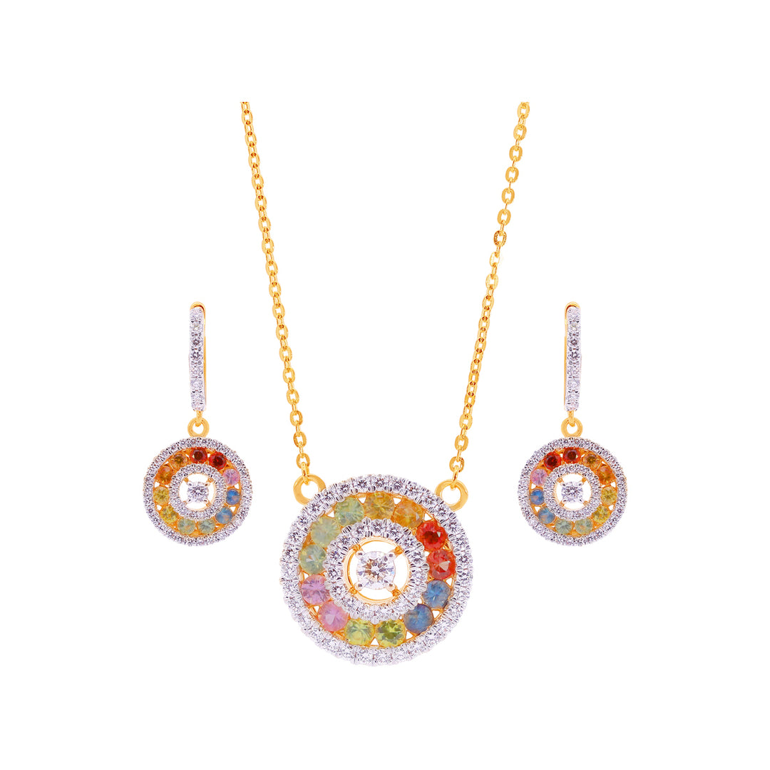 1.42Ct VVS/FG Diamond Pendant Set With Gemstones in 18K Gold