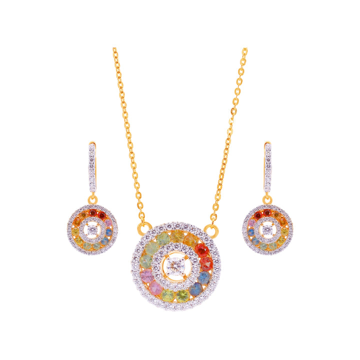 1.42Ct VVS/FG Diamond Pendant Set With Gemstones in 18K Gold