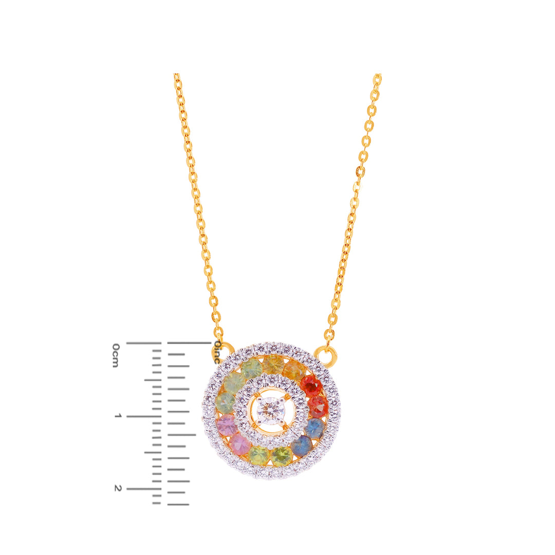 1.42Ct VVS/FG Diamond Pendant Set With Gemstones in 18K Gold