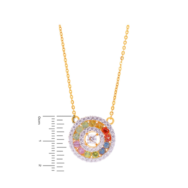 1.42Ct VVS/FG Diamond Pendant Set With Gemstones in 18K Gold