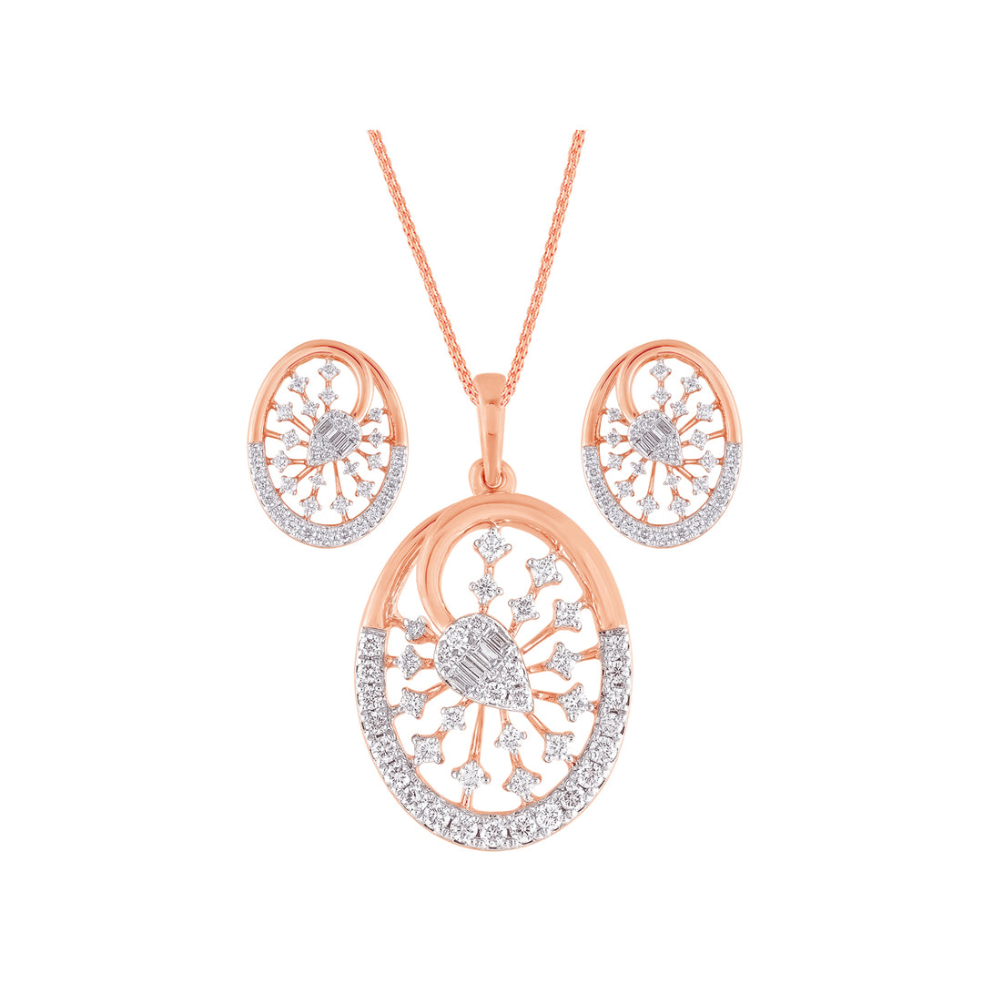 1.10Ct VVS/FG Diamond Pendant Set in 18K Rose Gold