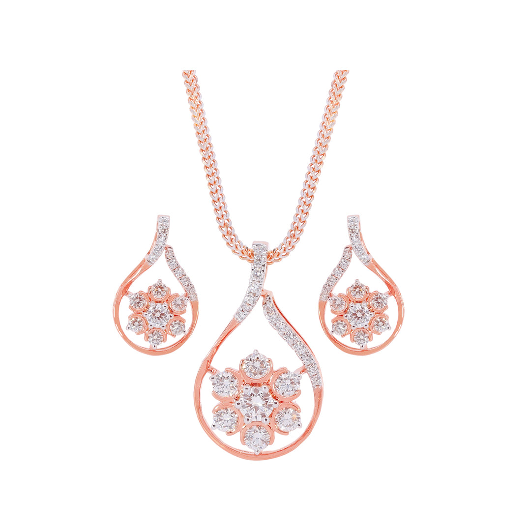 1.20Ct VVS/FG Diamond Pendant Set in 18K Rose Gold