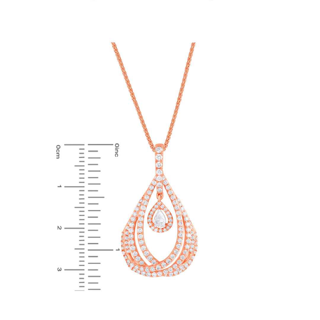 1.90Ct VVS/FG Diamond Pendant Set in 18K Rose Gold