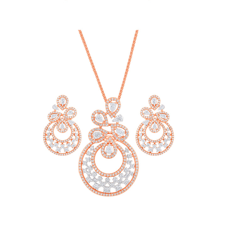3.13Ct VVS/FG Diamond Pendant Set in 18K Rose Gold