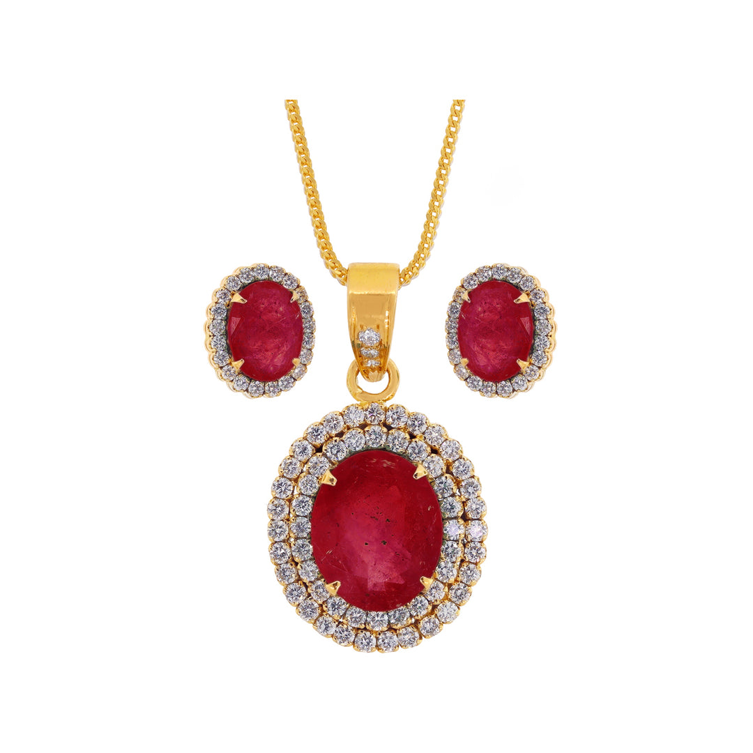 1.89Ct VS/GH Diamond Pendant Set with Ruby in 18K Gold