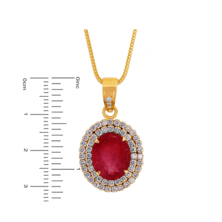 1.89Ct VS/GH Diamond Pendant Set with Ruby in 18K Gold