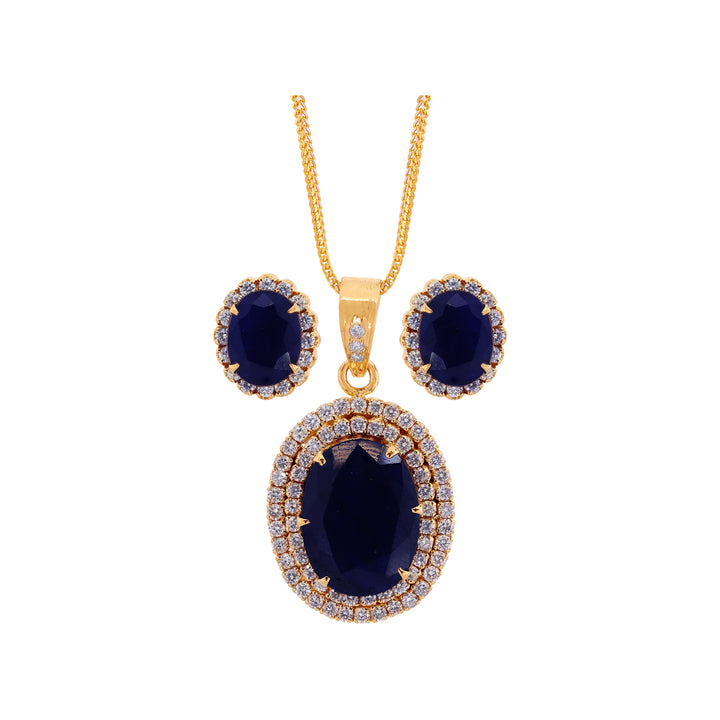 1.97Ct VS/GH Diamond Pendant Set with Sapphire in 18K Gold