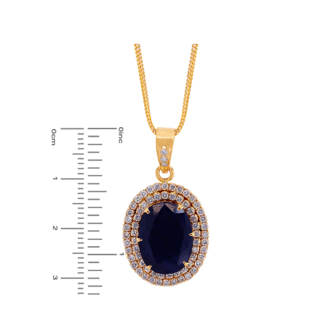 1.97Ct VS/GH Diamond Pendant Set with Sapphire in 18K Gold