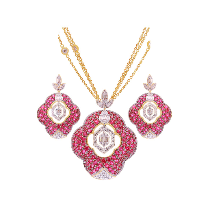 1.98Ct VS/HI Diamond Pendant Set With Gemstones in 18K Gold