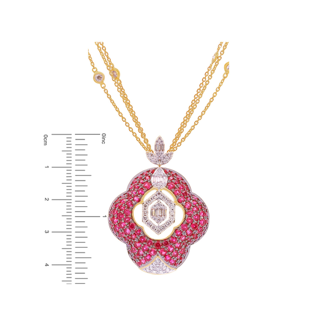 1.98Ct VS/HI Diamond Pendant Set With Gemstones in 18K Gold