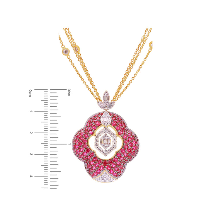 1.98Ct VS/HI Diamond Pendant Set With Gemstones in 18K Gold